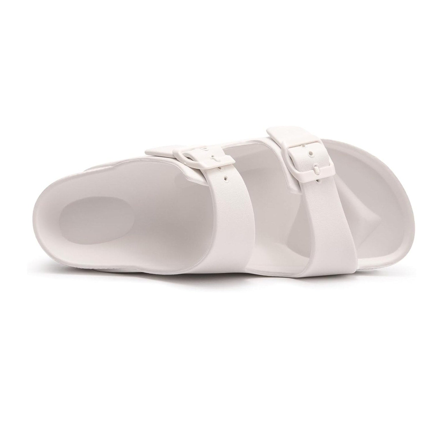 FUNKYMONKEY Comfort Slides Double Buckle EVA Flat Sandals White Womens Sz 7