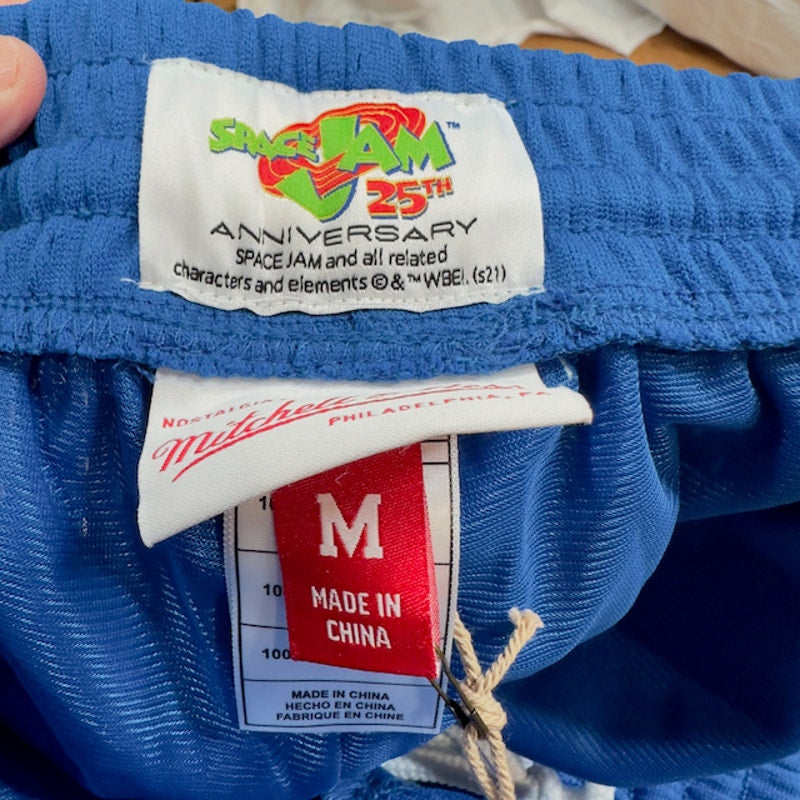 Mitchell & Ness Mens Space Jam 96 Basketball Shorts Graphic Print Blue M NWT
