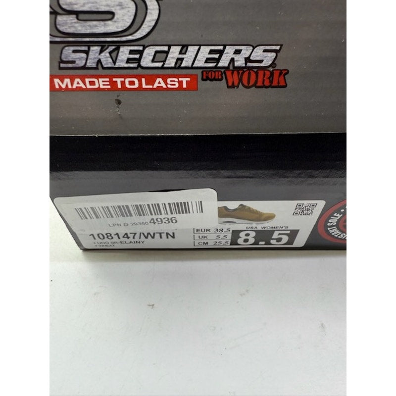 SKECHERS Work Uno SR Elainy Comp Toe Safety Shoes Suede Wheat Mens Size 8.5