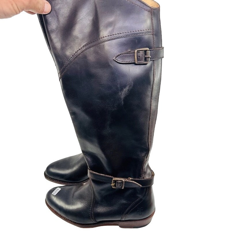 Frye Dorado Belted Riding Boots 77561 Leather Knee High Womens Size 6