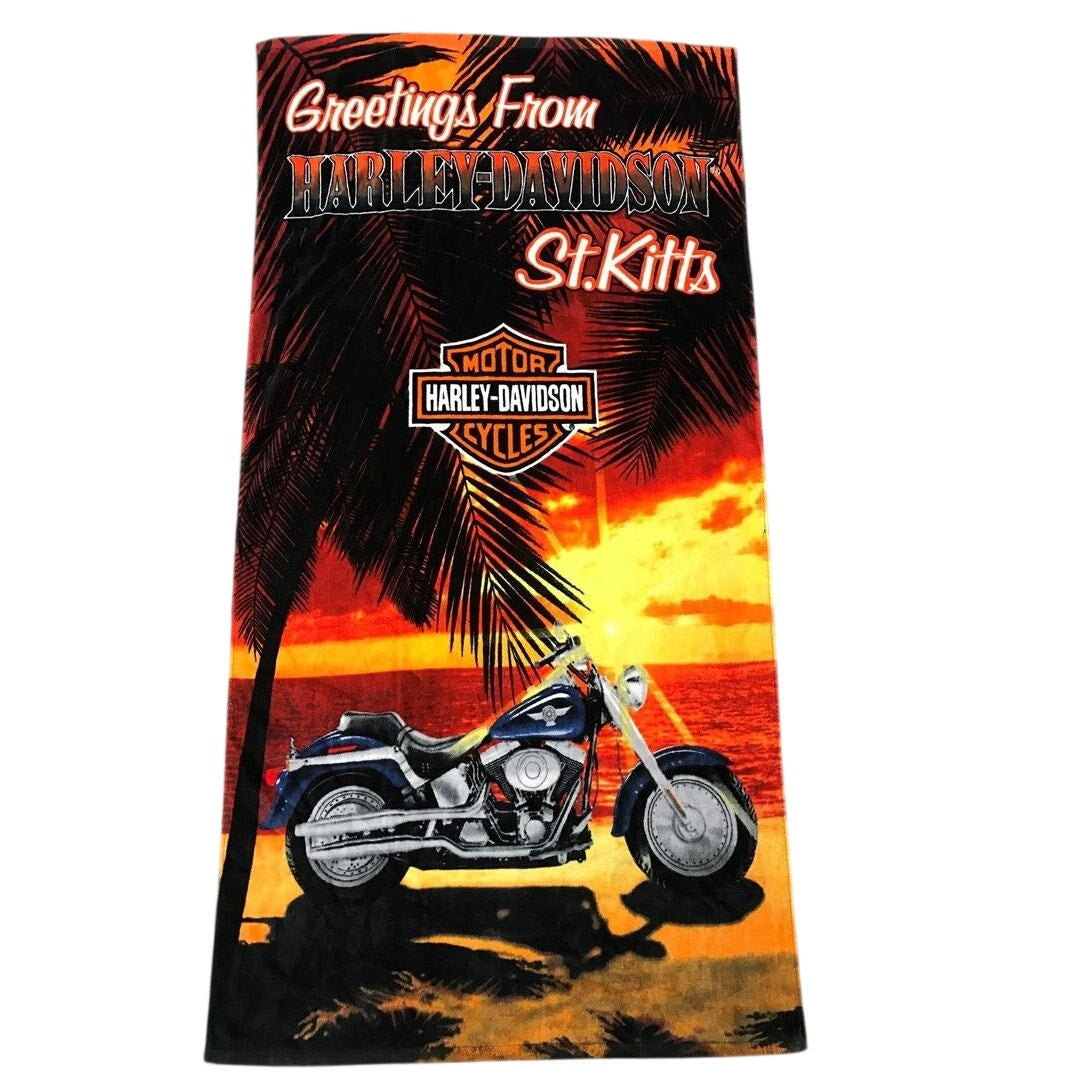 Harley Davidson Motorcycles "Greetings from Jamaica" Beach Towel Multicolor
