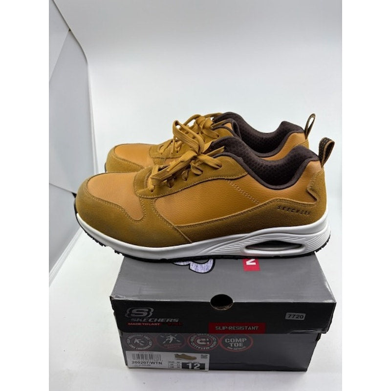 Skechers Uno SR Kolen Comp Toe Shoes Slip-Resistant Lace-Up Wheat Mens Size 12