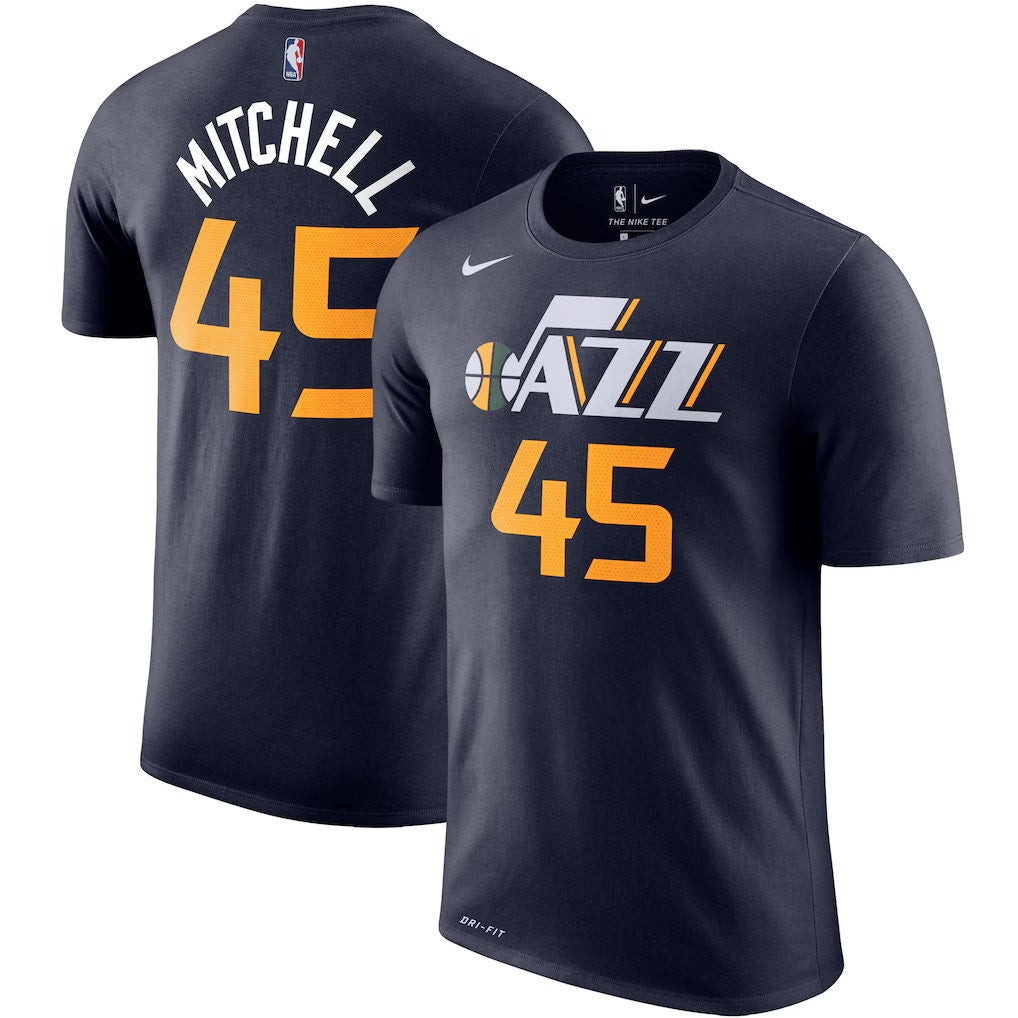 Nike Utah Jazz Donovan Mitchell #45 Performance T-Shirt Navy Mens Size M