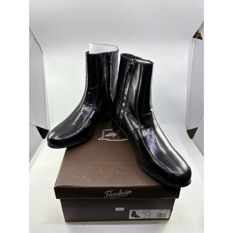 Florsheim Duke Bike Toe Zipper Boot Kidskin Leather Black Womens Size 11 D