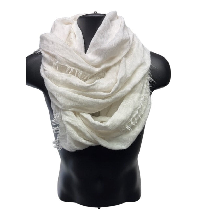 Infinity Scarf Fringe Lightweight Circle Loop Wrap Soft Womens White One Size