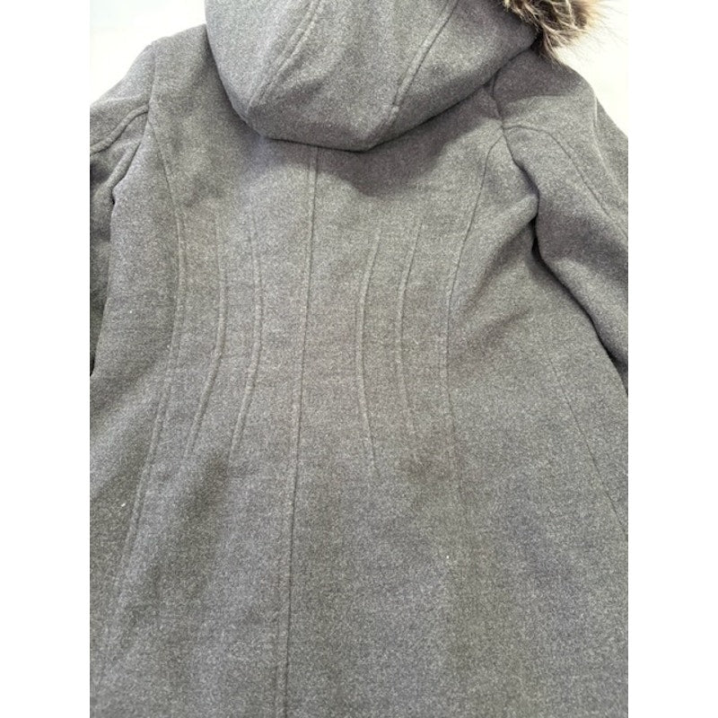 Maralyn & Me Faux-Fur-Trim Hooded Parka Coat Full-Zip Charcoal Womens Sz XS