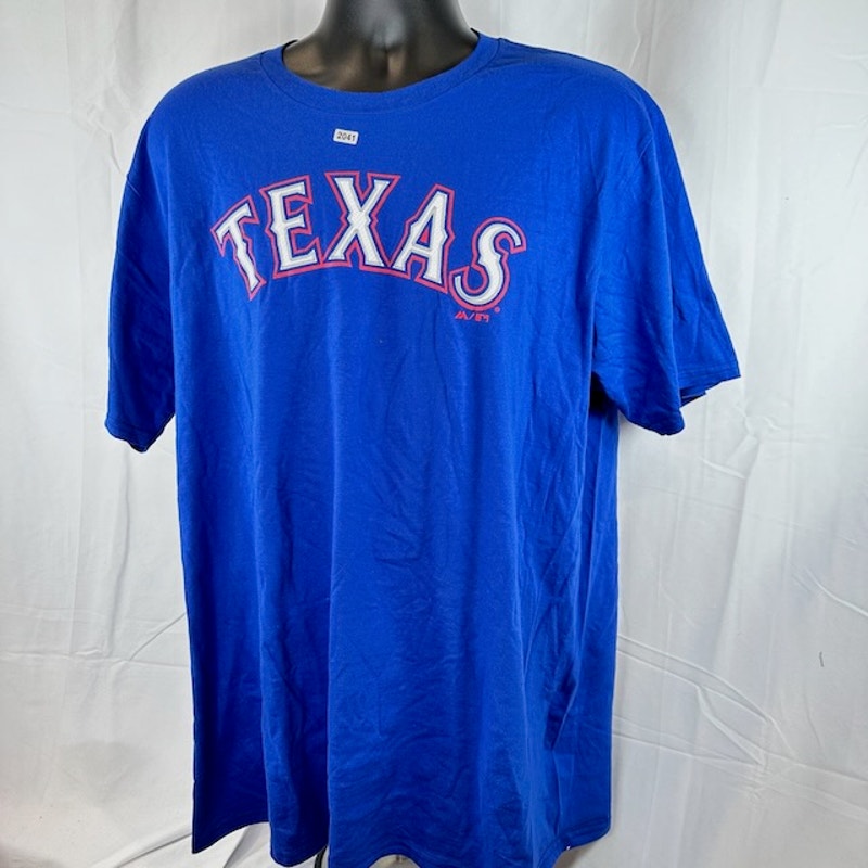 Genuine Merchandise MLB Texas Rangers Official Wordmark T-Shirt Blue Mens XL
