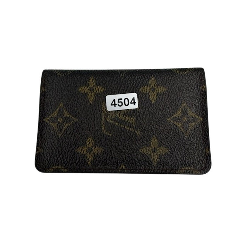 Louis Vuitton LV Monogram Leather Bifold Pass ID Card Holder Brown