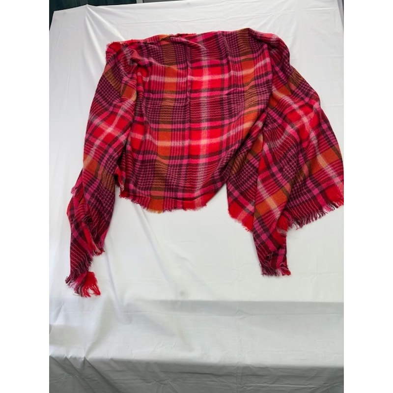 Fringe Blanket Scarf Oversized Wrap Winter Shawl Plaid Pink Red One Size