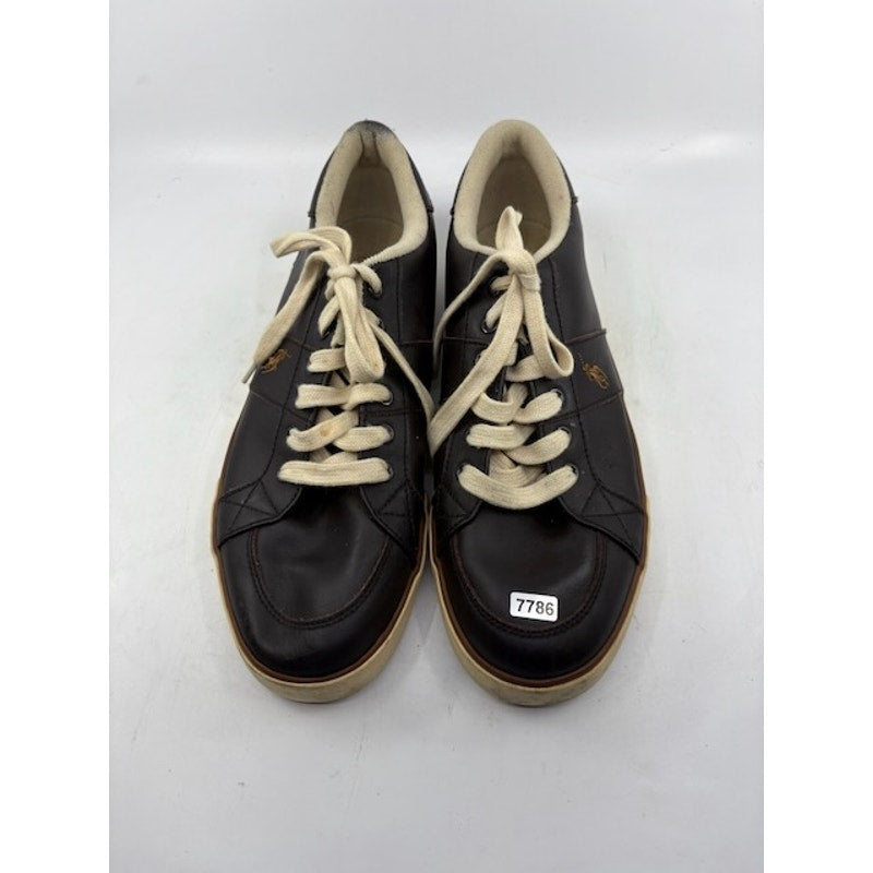 Polo Ralph Lauren Leather Sneakers Lace-Up Low Top Shoes Brown Mens Size 9