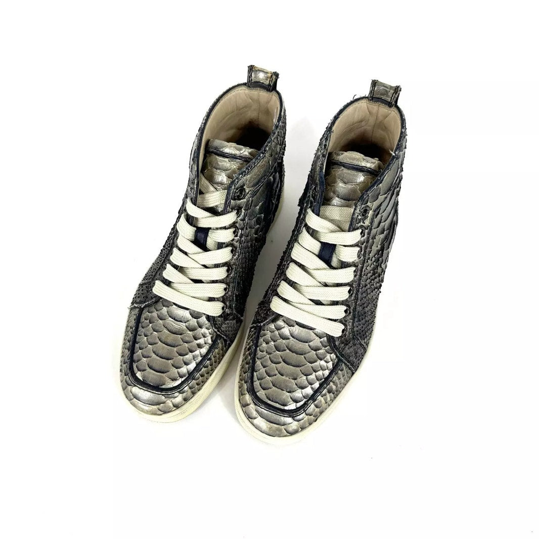 Christian Louboutin Python Rantus Orlato High Top Sneakers Blue Mens Size 12