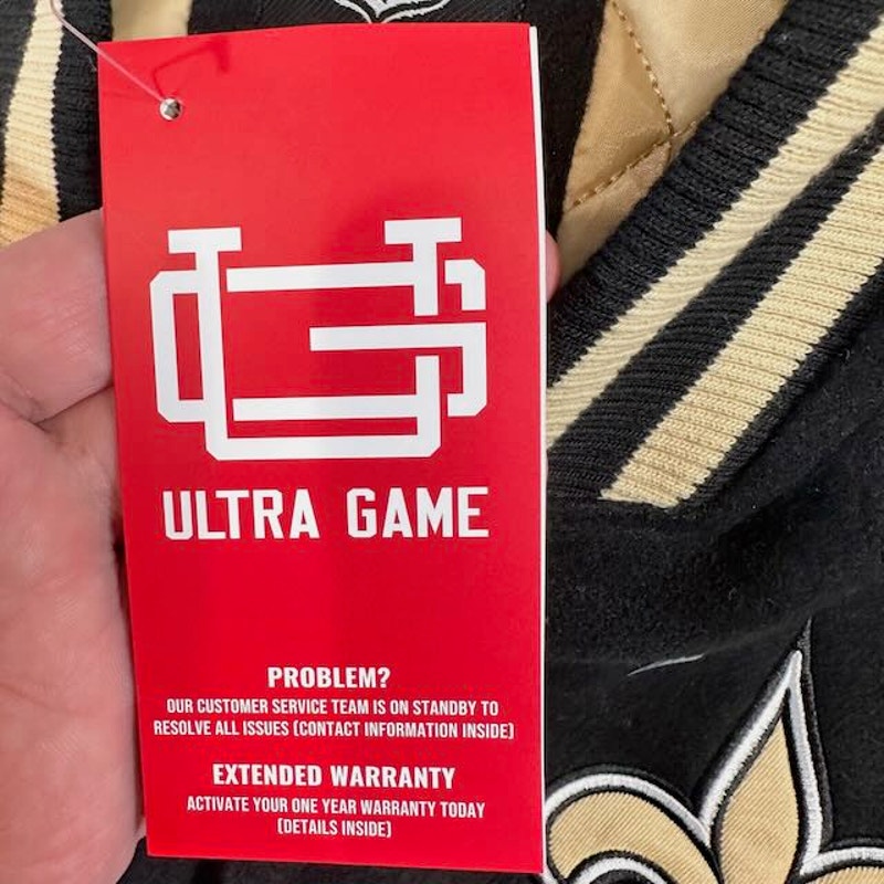 NFL New Orleans Saints Ultra Game Full-Snap Bomber Jacket Black Mens Size S