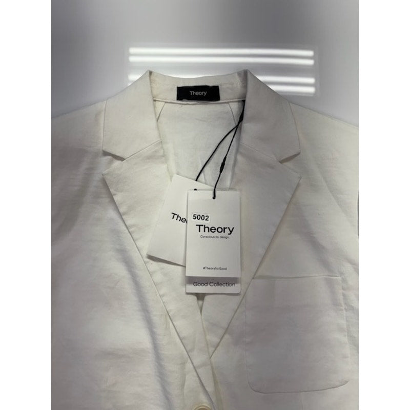Theory Shrunken Patch Pocket Blazer Button Front White Crunch Womens Size 4
