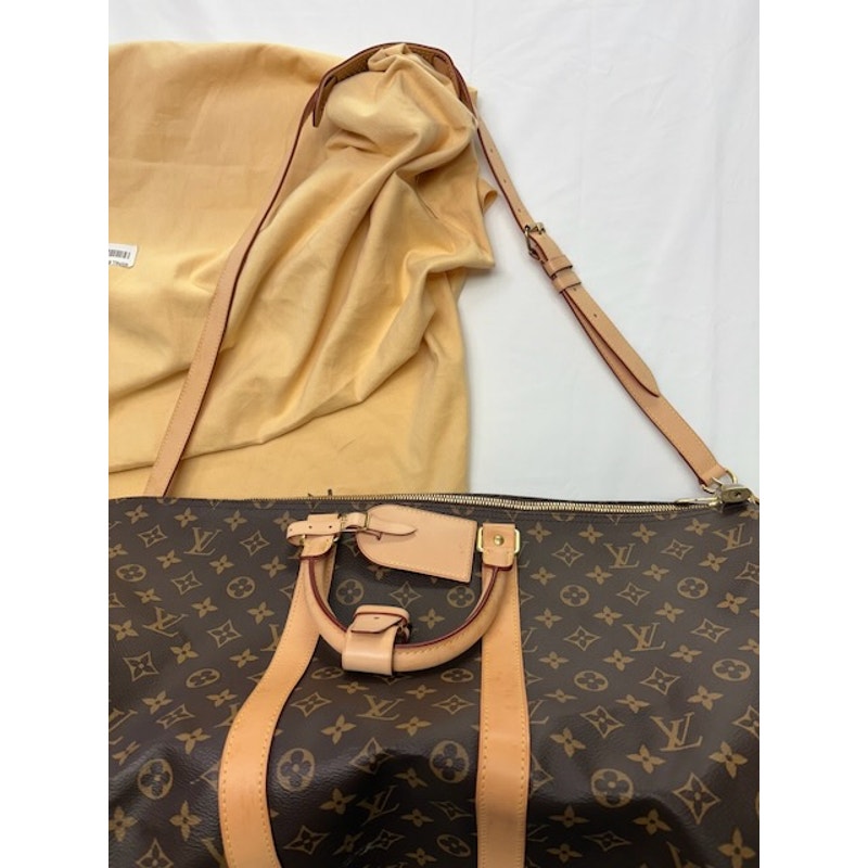 Louis Vuitton Keepall Bandouliere Monogram Duffle Travel Bag W/ Strap Brown