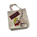Quickie Pin Up Girl Print Canvas Tote Bag Retro Graphic Shopping Bag Cream
