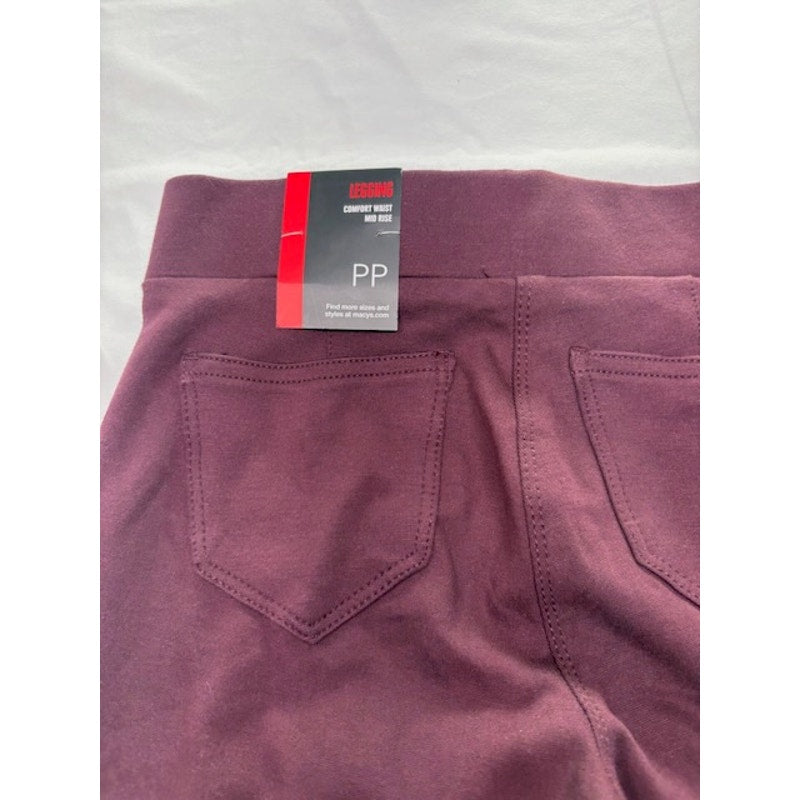Style&Co Petite Leggings Mid Rise Comfort Waist Stretch Burgundy Size PP