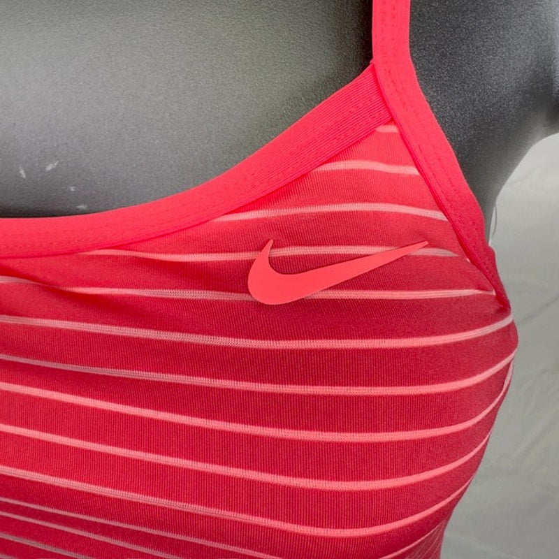 Nike Striped Layered Tankini Top Dri-Fit Racerback Swoosh Pink Womens XS