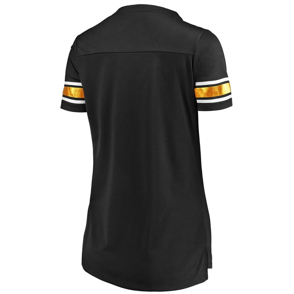 Majestic Pittsburgh Steelers  Lace Up Jersey Black NFL Womens Black Size L