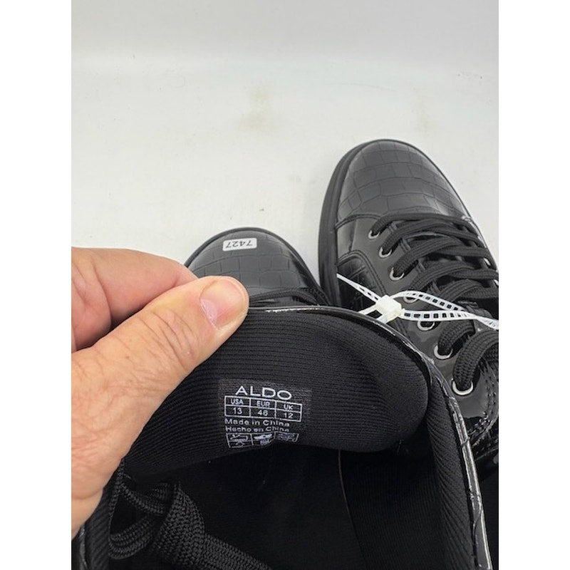Aldo Himrich Trainer Shoes Sneakers Crocodile Skin Embossed Black Size 13