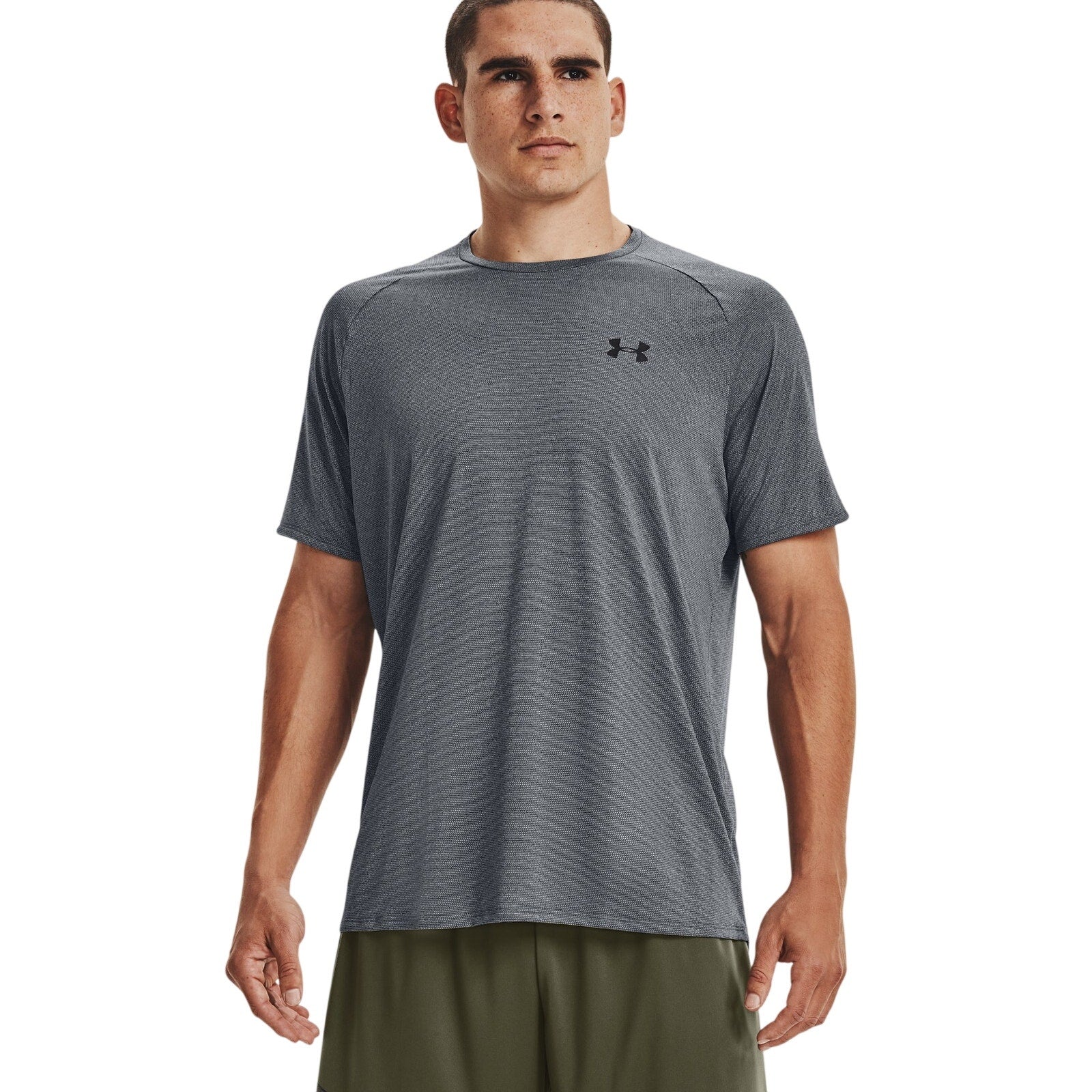 Under Armour UA Tech 2.0 Textured Short Sleeve T-Shirt Gray/Blue Mens Size XL