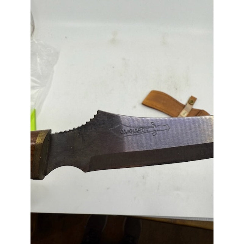 Zakharov Tactical Sporting 11 Inches Wood Handle Knife With Leather Case