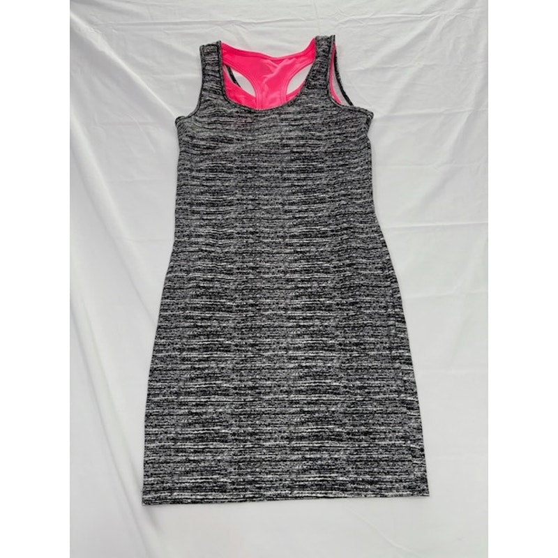 Material Girl Active Dress Racerback Athletic Bodycon Gray Pink Womens XS