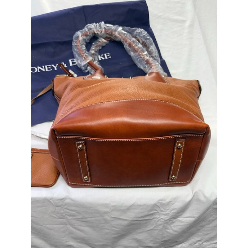 Dooney & Bourke Pebble Leather Tote Bag Set Shoulder Bag w/ Wristlet Brown