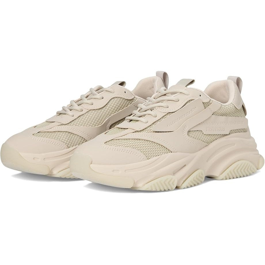 Steve Madden Possess Shoes Lace-Up Round Toe Sneakers Greige Mens 10.5 D