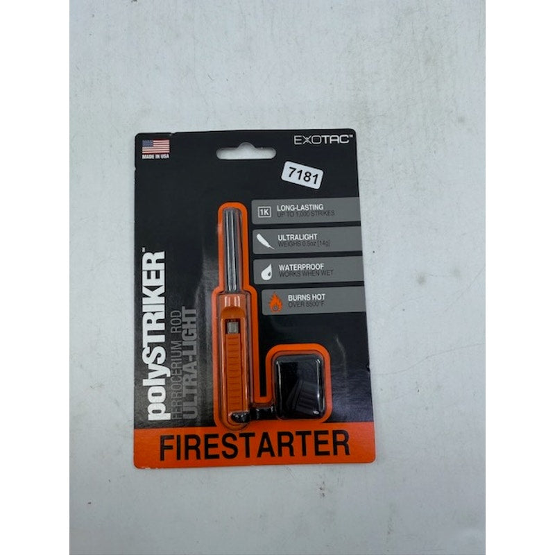 Exotac polySTRIKER XL Fire Starter Waterproof With Lanyard Orange/Black