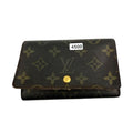 Louis Vuitton LV Monogram Canvas Leather Wallet Snap Closure Brown Womens