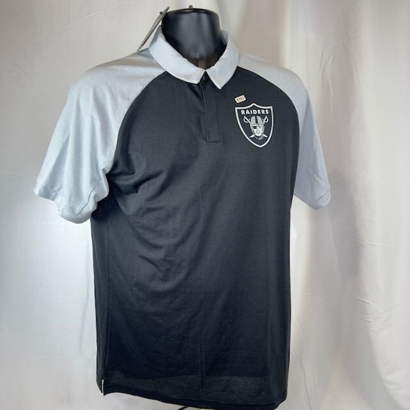 Nike NFL Las Vegas Raiders Tri-Blend Performance Polo Black Gray Mens Size S