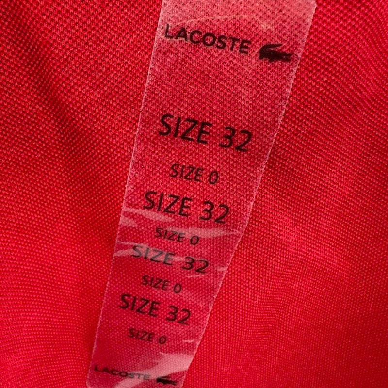 Lacoste Pique Polo Shirt Short Sleeve Relaxed Fit Stretch Red Womens XS