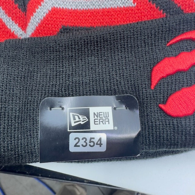 New Era Toronto Raptors Beanie Hat Cuffed Knit Pompom Mens Red Black OS