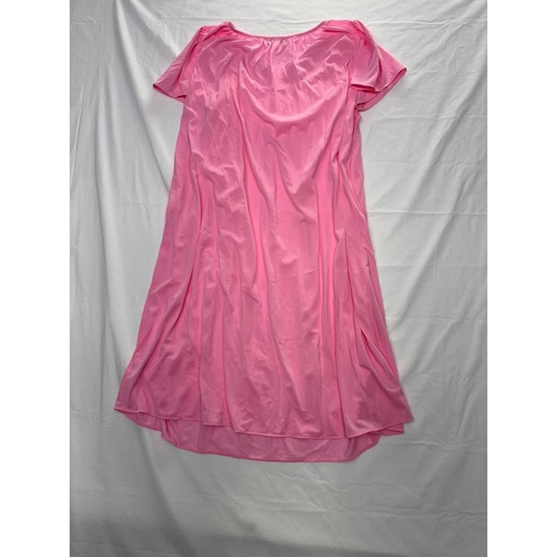 Miss Elaine Nylon Tricot Long Nightgown Short Sleeve Womens Pink Size S