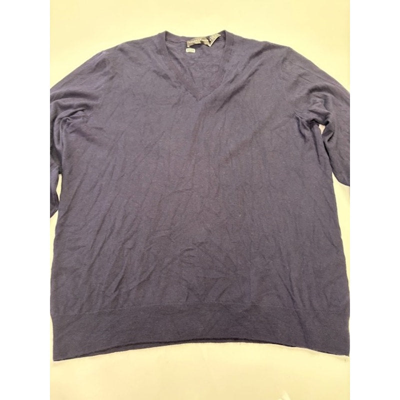 Ralph Lauren V-Neck Sweater Long Sleeves Pullover Cashmere Black Mens Size XL