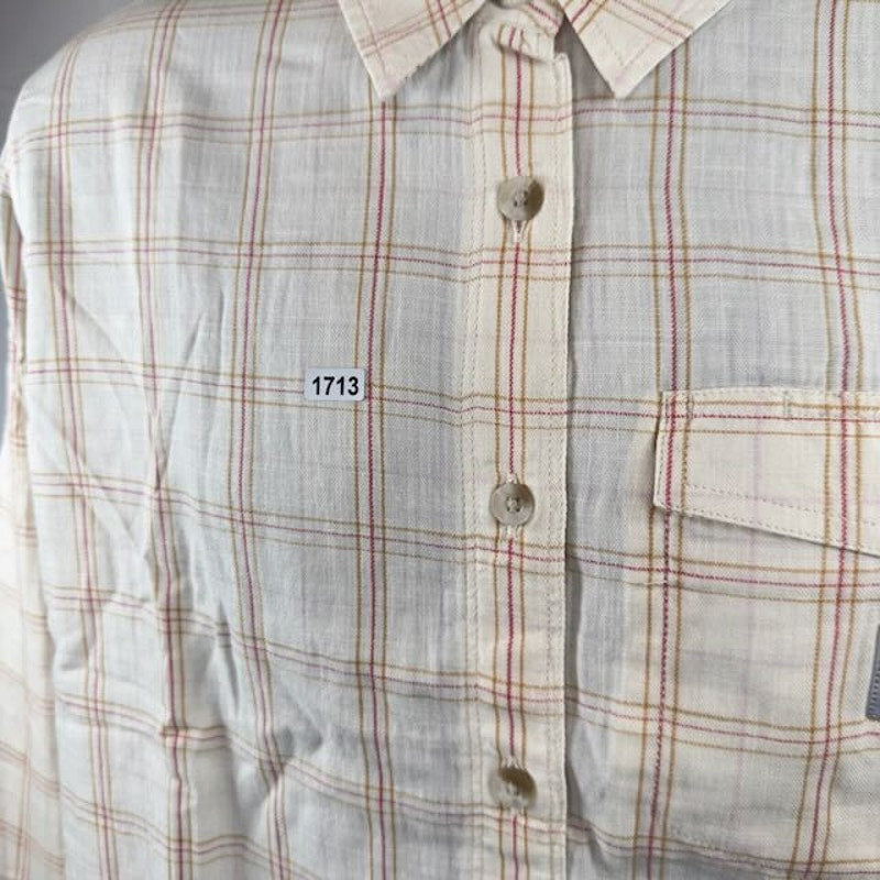 Carhartt Loose Fit Lightweight Button Down Shirt Plaid Natural Womens Size M