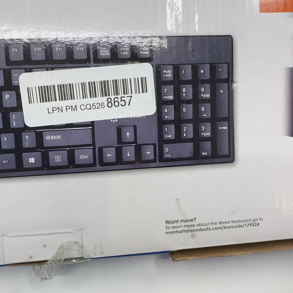 Manhattan Wired Computer Keyboard Full-Sized Basic Keyboard 104 Keys Black