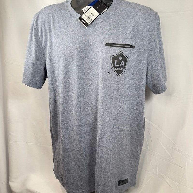 Adidas LA Galaxy Team Engineered Pocket T-Shirt Short Sleeve Gray Mens Size XL