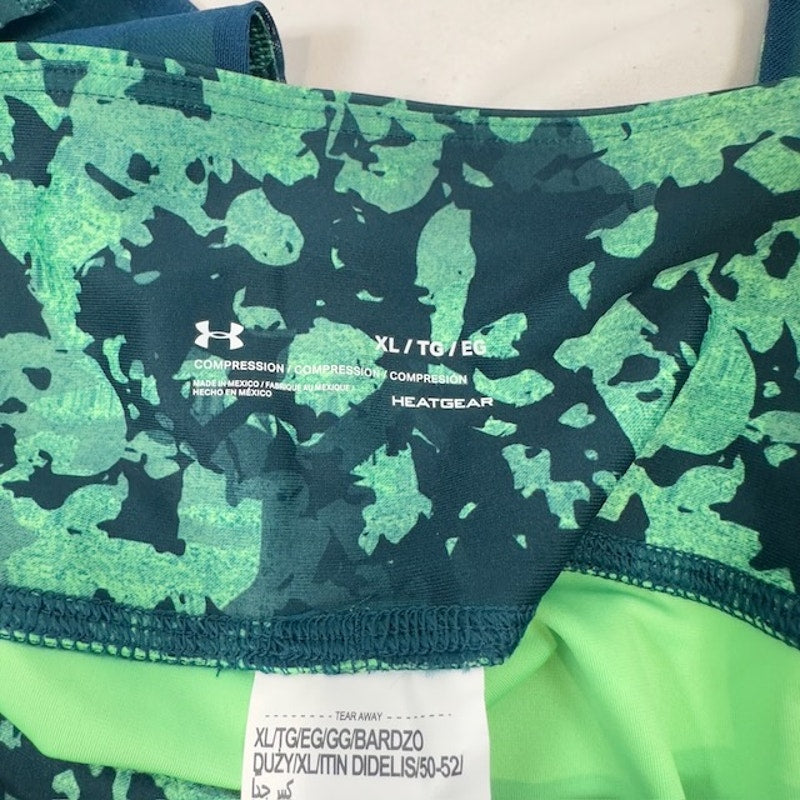 Under Armour Heat Gear Ankle Crop Leggings Compression Green Blue Womens Size XL