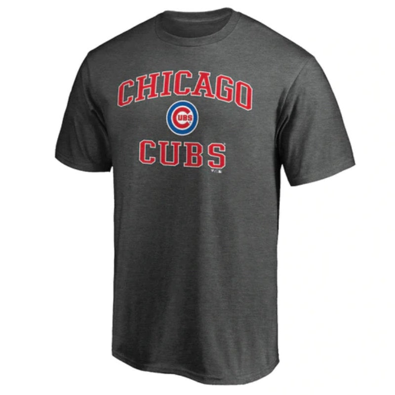 Majestic MLB Chicago Cubs Heart & Soul T-Shirt Crewneck Heather Gray Mens Size M