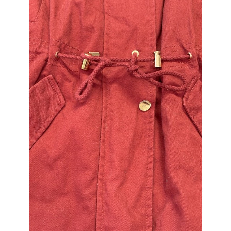 Collection B Hooded Anorak Jacket Twill Full-Zip Brick Junior Womens Size S