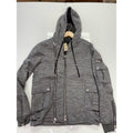 Balmain Quilted Biker Hoodie Two-Way Zip Flap Pockets Gray Mens Size XL