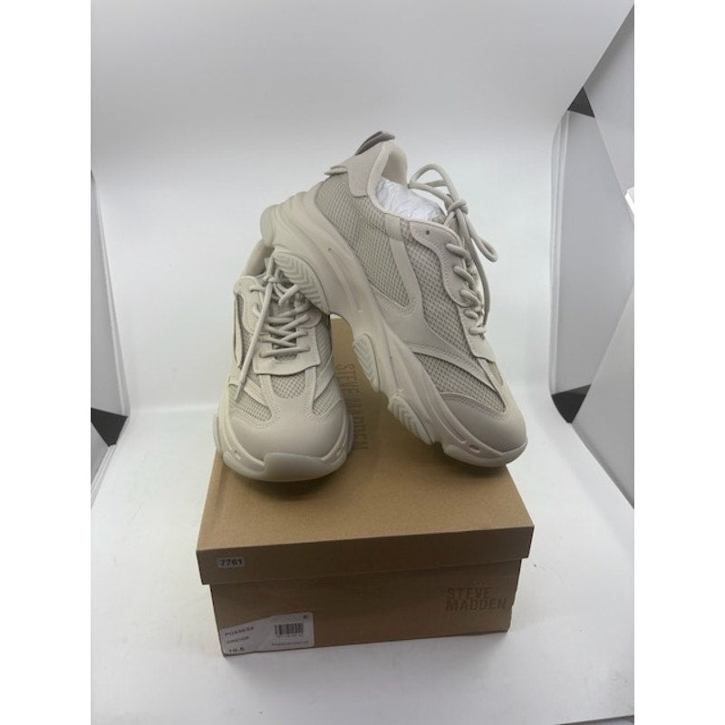 Steve Madden Possess Shoes Lace-Up Round Toe Sneakers Greige Mens 10.5 D