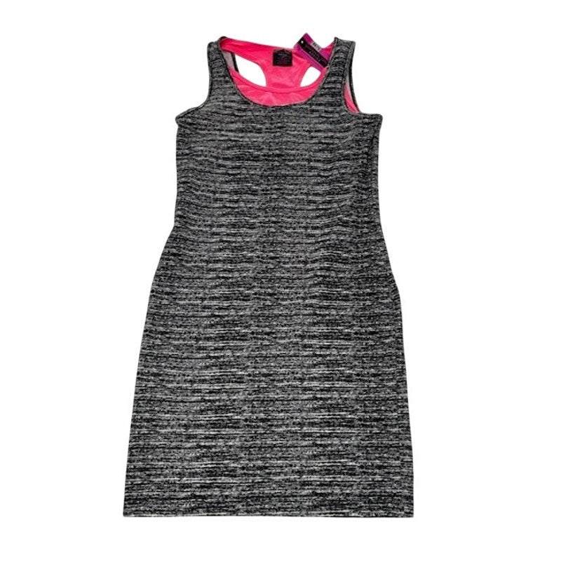 Material Girl Active Dress Racerback Athletic Bodycon Gray Pink Womens XS