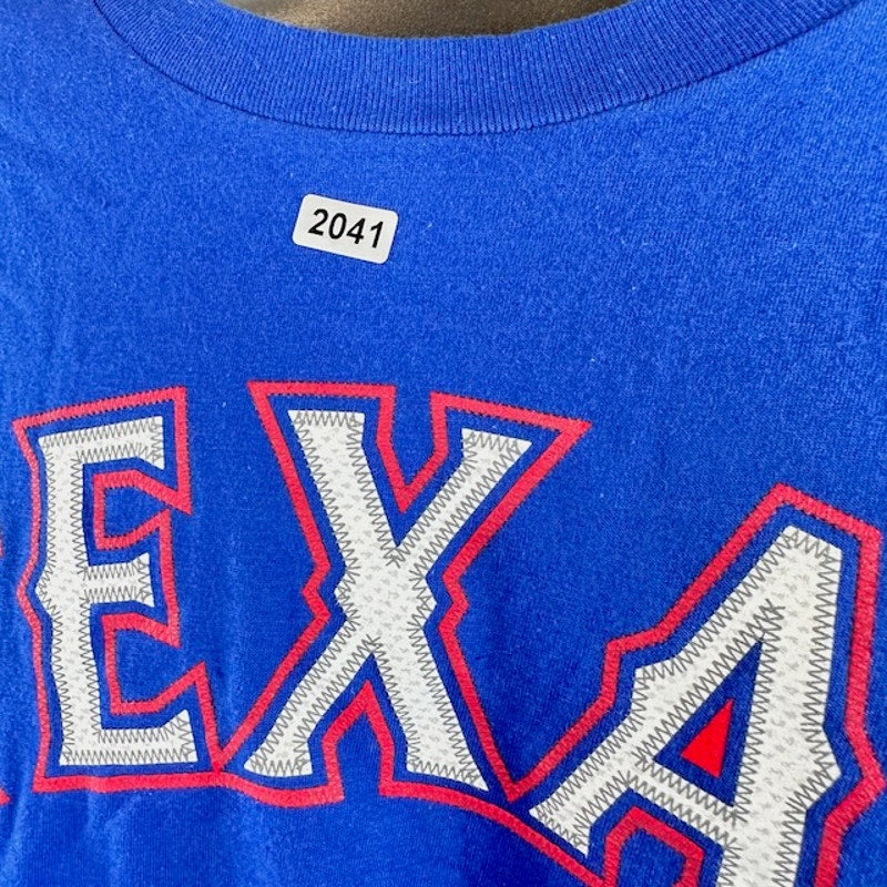 Genuine Merchandise MLB Texas Rangers Official Wordmark T-Shirt Blue Mens XL