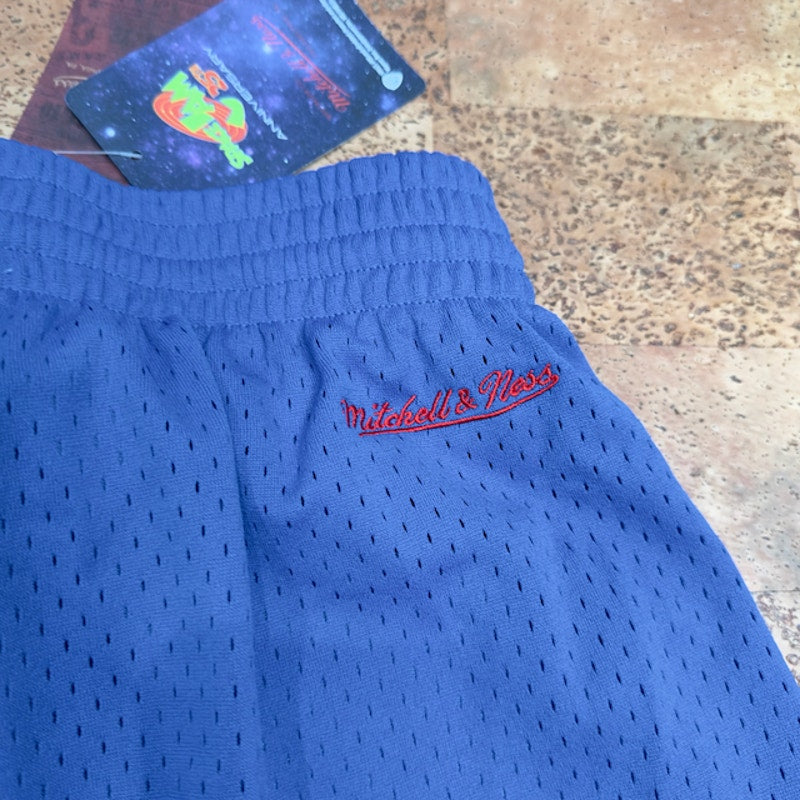 Mitchell & Ness Mens Space Jam 96 Basketball Shorts Graphic Print Blue M NWT