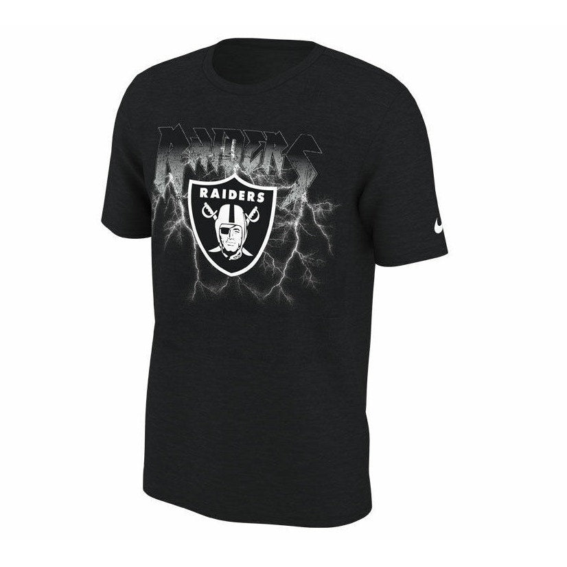 Nike Las Vegas Raiders Thunderbolt Performance T-Shirt Dri Fit Black Mens Size L