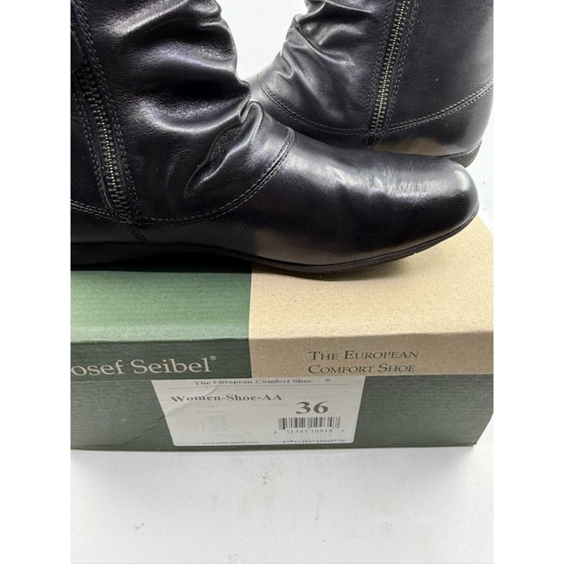 Josef Seibel Naly 24 Ankle Boots Leather Side Zipper Black Womens Size 36
