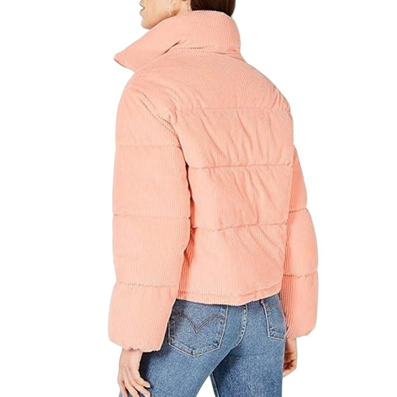 Collection B Cropped Corduroy Puffer Coat Full Zip Blush Womens Size XS