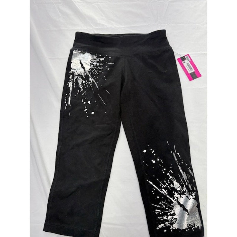 Material Girl Active Yoga Capri Leggings Paint Splatter Black Womens Size XS